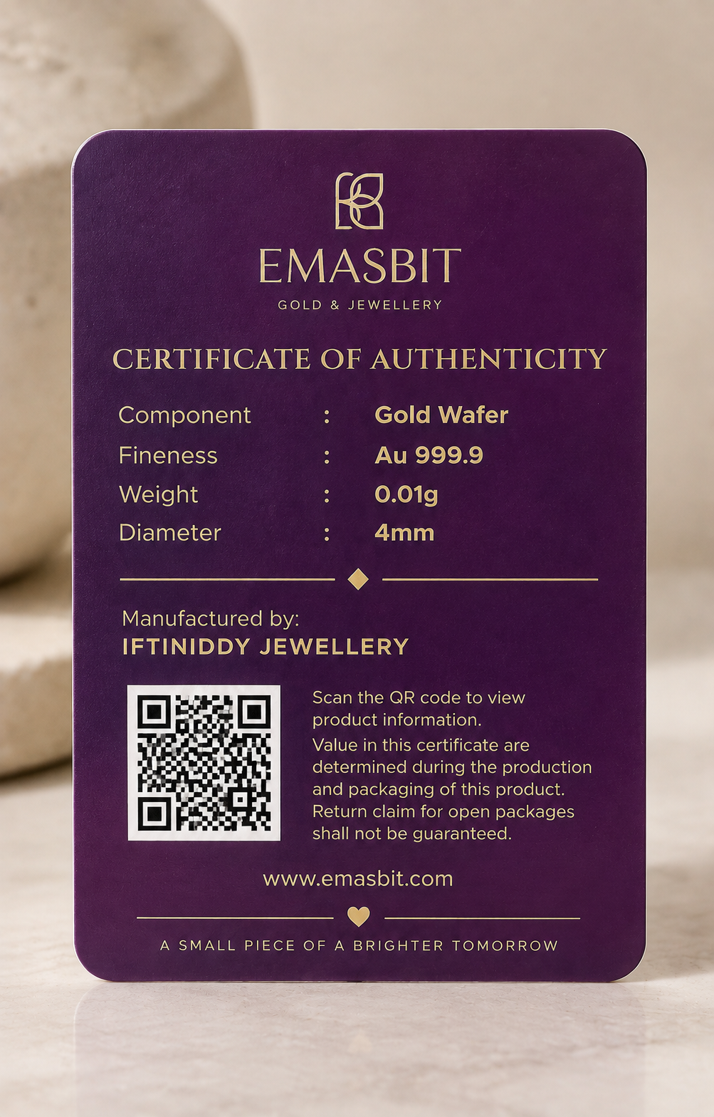 Emasbit Thank You Purple | Kad Emas Hadiah Au 999.9 (0.01g)
