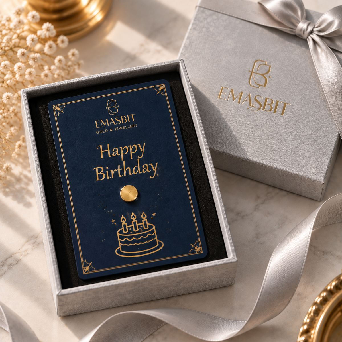 Emasbit Birthday Blue | Kad Emas Hadiah Au 999.9 (0.002g / 2mg)