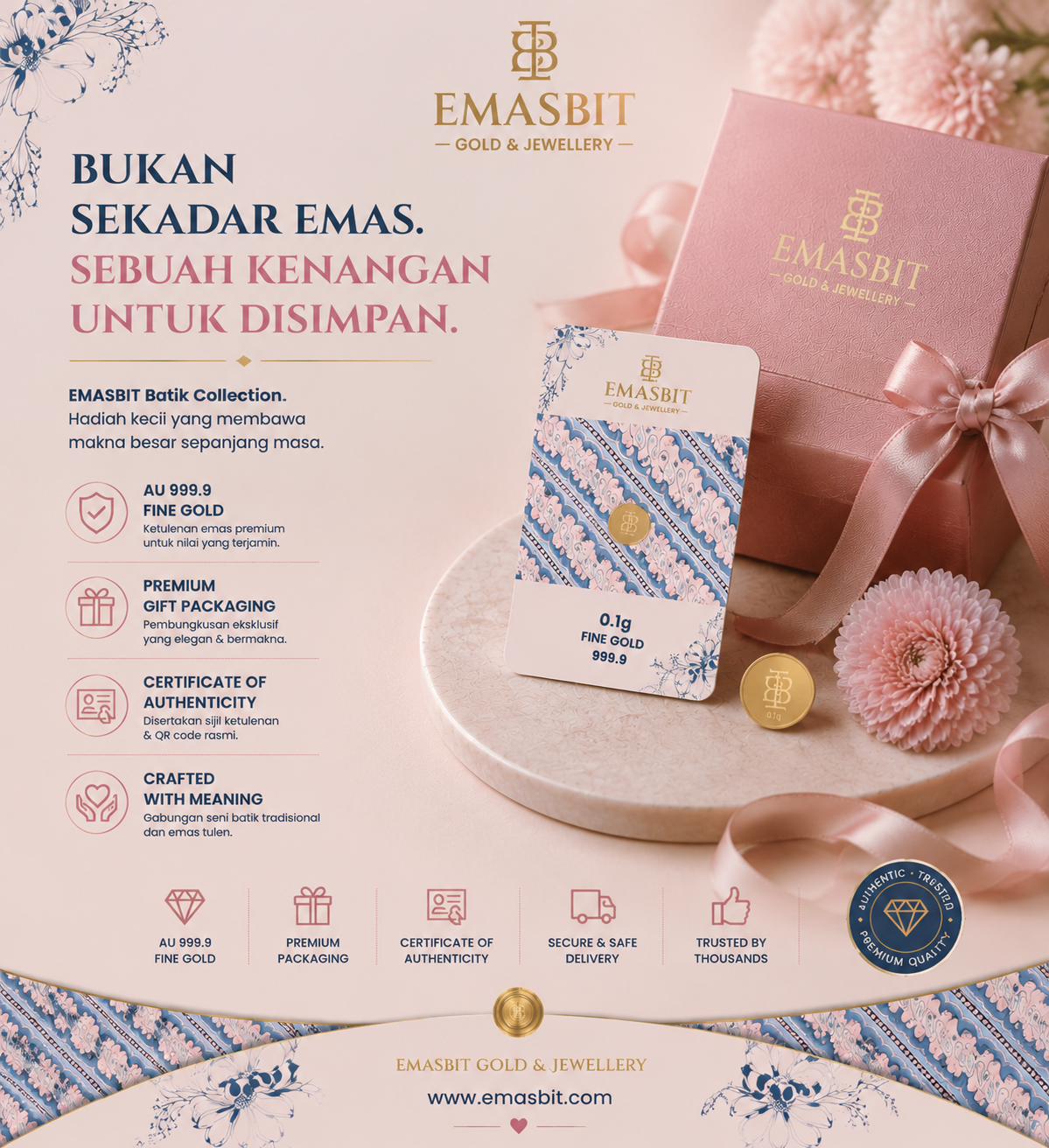 EMASBIT Batik Collection | 0.1g Fine Gold 999.9 Gift Card