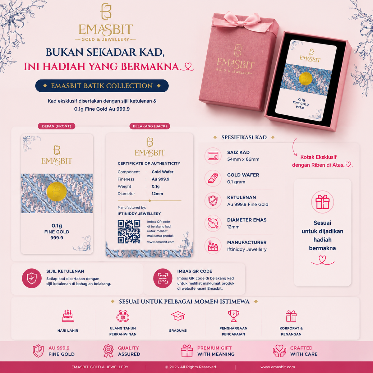EMASBIT Batik Collection | 0.1g Fine Gold 999.9 Gift Card