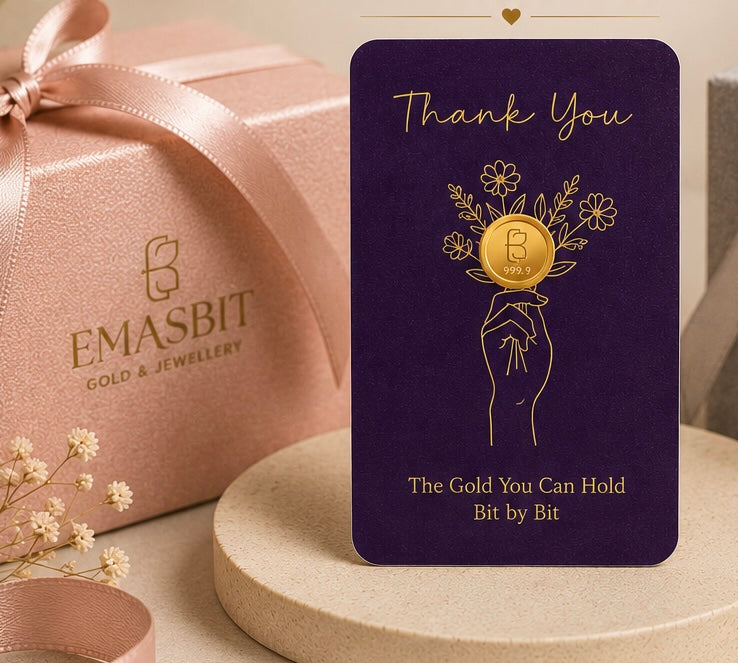 Emasbit Thank You Purple | Kad Emas Hadiah Au 999.9 (0.01g)