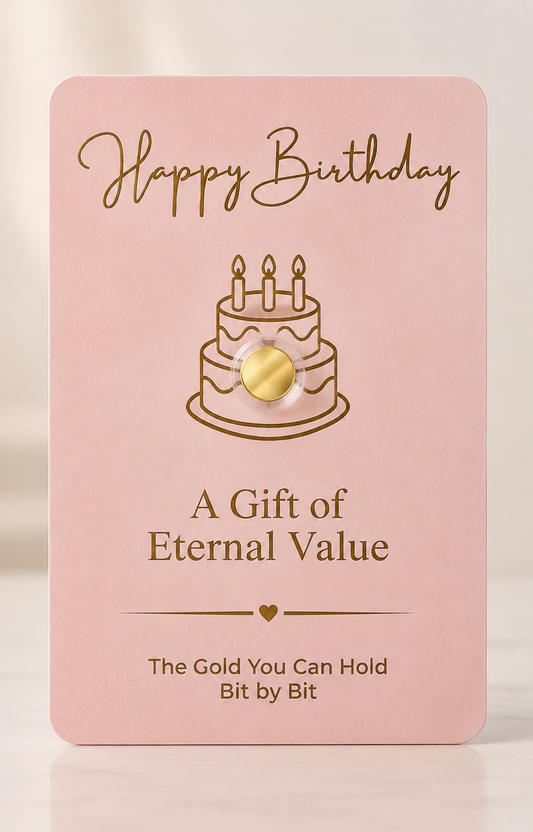 Emasbit Birthday Classic Pink | Kad Emas Hadiah Au 999.9 (0.002g / 2mg)