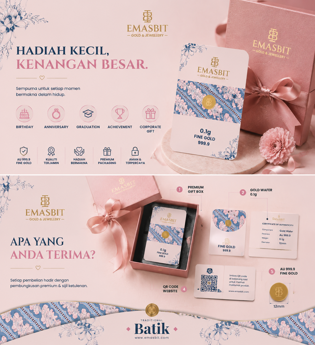 EMASBIT Batik Collection | 0.1g Fine Gold 999.9 Gift Card