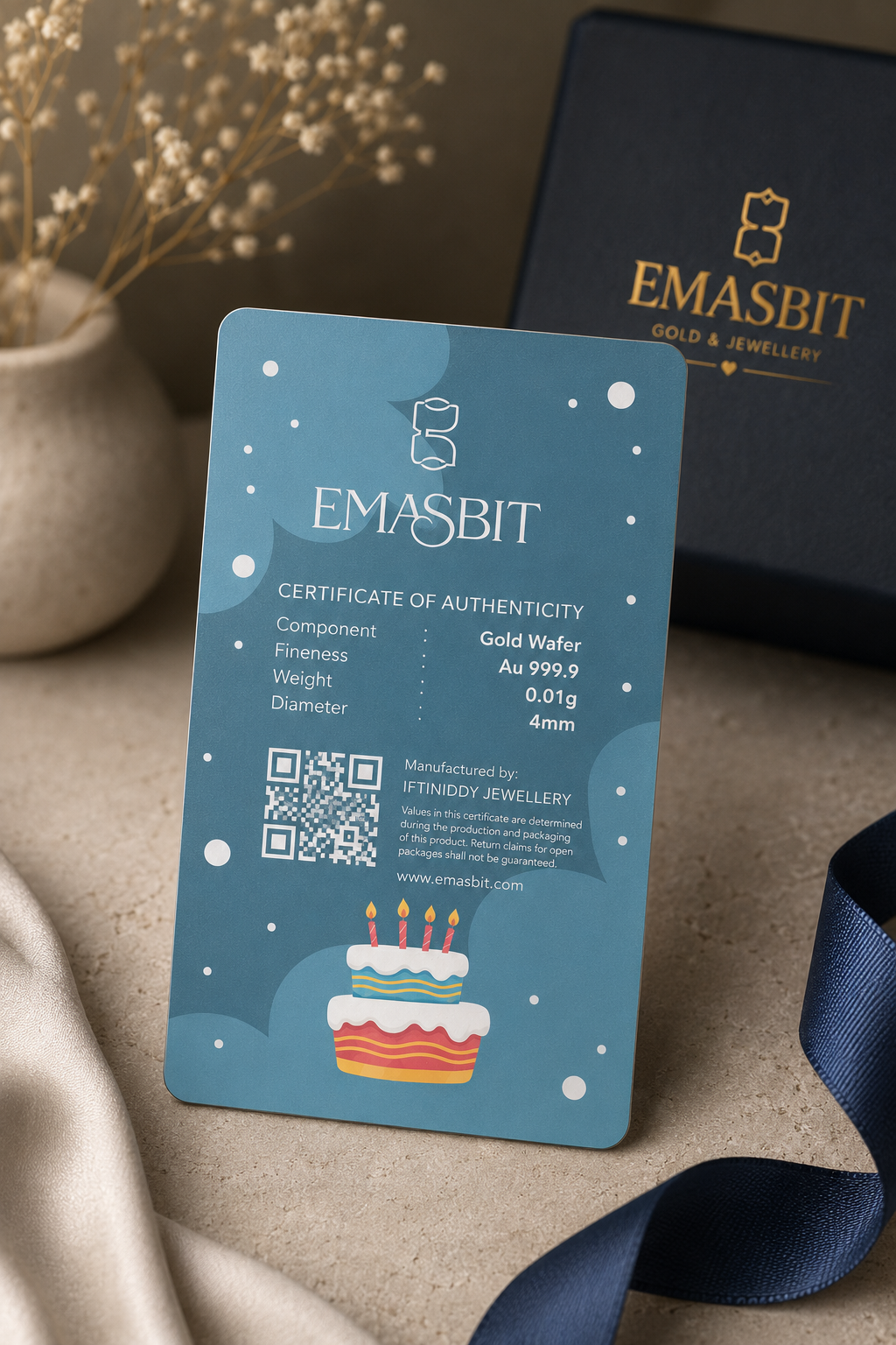 Emasbit Birthday Make A Wish | Kad Emas Hadiah Au 999.9 (0.01g)