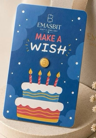 Emasbit Birthday Make A Wish | Kad Emas Hadiah Au 999.9 (0.01g)